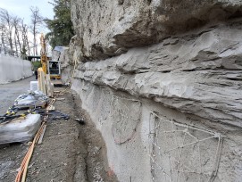 Felswand am Gubelstein in Rapperswil-Jona SG mit Unterfangung und Kunstfels