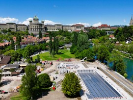 Luftansicht vom Freibad Marzili in Bern