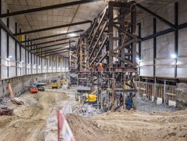 Baustelle der Unterführung Mitte für Zukunft Bahnhof Bern
