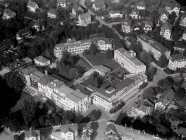 Luftbild des alten Kinderspitals Zürich um 1945