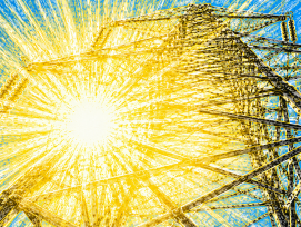 Strommast im Gegenlicht (Illustration)