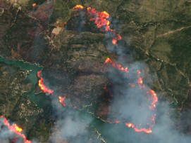 Waldbrände in der Nähe von Madrid, Aufnahme aus dem Orbit,  Juli 2026.