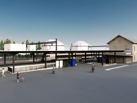 Visualisierung des künftigen Bahnhofs Siebnen-Wangen