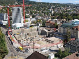Luftbild Baugrube für das Forum UZH