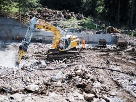 Bauarbeiten für den Entwässerungsstollen Braunwald