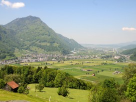 Blick auf Niederurnen und den Linthkanal. (Böhringer, wikimedia.org, CC)