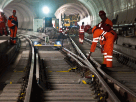 Bauarbeiten am Gotthard-Basistunnel in Sedrun (© AlpTransit Gotthard AG)