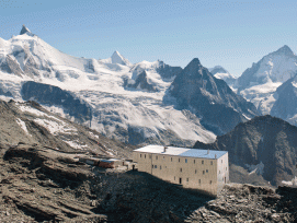 Die Cabane de Tracuit CAS in der Nähe des Weisshorns im Kanton Wallis, die 2013 eingeweiht wurde (Bild: Thomas Jantscher).