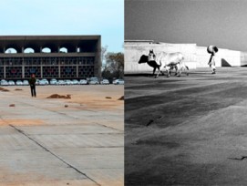 Der Platz vor dem Justizpalast in Chandighar heute und Ende der 1960er-Jahre (gegenüberliegende Seite). (Bilder: Jürg Gasser / Centre Le Corbusier)