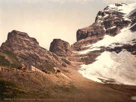 Historische Postkarte der Station am Eiger. (Wikimedia, gemeinfrei)