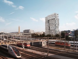 Wer dereinst mit dem Zug nach Basel fährt, wird den Turm schon Weitem sehen. (SBB) 1/4