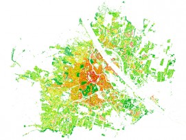 Rohstoffkarte Wiens als Bestandteil einer nationalen Rohstoffstrategie: mineralische Rohstoffe wie Beton, Ziegel oder Mörtel im Wiener Gebäudepark. (Fritz Kleemann, TU Wien) 