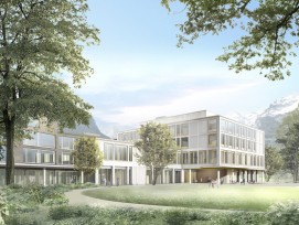 Aussenansicht des neuen Kantonsspitals Uri von der Spitalstrasse aus gesehen. (Visualisierungen zvg)