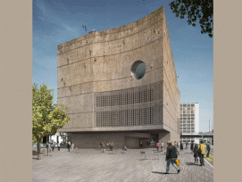 So soll das geplante Ozeanium bei der Heuwaage in Basel von aussen aussehen. (Visualisierung zvg)