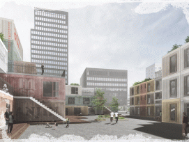Auf dem Geerenweg-Areal schwebt der Stadt Zürich statt einer einfachen Containersiedlung ein lebendiger Quartierteil vor. (Visualisierung zvg)
