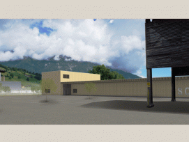 Das neue Logistikzentrum ist in zwei Teile gegliedert: einen dreigeschossigen Kopfbau und einen Hallenbau. (Visualisierung zvg)