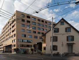 Kalkbreite in Zürich, Station der Baudenkmal-Rundgänge (Amt für Städtebau)