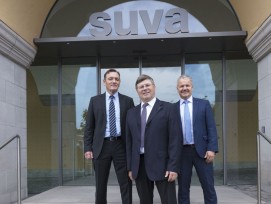 Die Suva-Spitzen (von links): Finanzchef Ernst Mäder, Ratspräsident Markus Dürr und Felix Weber, Vorsitzender der Geschäftsleitung (PPR, Dominik Baur)