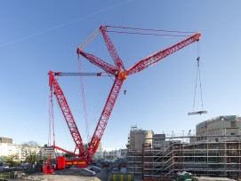 Seit Anfang Mai war der Raupenkran Liebherr LR 11000 in Zürich Leutschenbach im Einsatz.