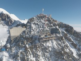 Die in Bau befindliche Bergstation der neuen Umlaufbahn zum Klein Matterhorn.