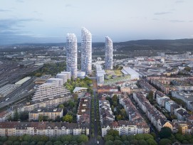 An der Nordspitze des Basler Dreispitz-Areal planen Herzog & de Meuron drei Wohntürme mit kreisförmigem Grundriss.