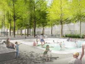 Wasserbecken und Buvette: Der Winkelriedplatz in Basel wird zum Treffpunkt für Jung und Alt.