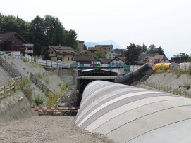 Startpunkt des bergmännischen Teils des Tunnels Berg der Südumfahrung Küssnacht im September 2017, kurz bevor sich die Sandlinse bildete.