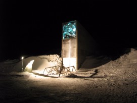 Der Svalbard Global Seed Vault in der Nacht...