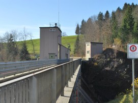 Sihlsee-Staumauer im Einsiedler Hochtal im Kanton Schwyz.