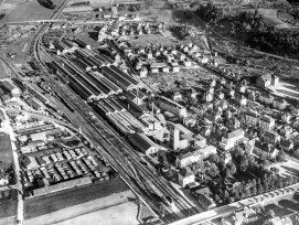 Industriegeschichte: Die Schweizerische Wagons- und Aufzügefabrik im Jahr 1947.