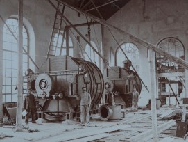 Die Gaswäscher mit Arbeitern zwischen 1900 bis 1909.Die Gaswäscher mit Arbeitern, aufgenommen zwischen 1900 und 1909.