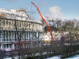 Als Stütze des Hochbaus erwiesen sich erneut die Renditeliegenschaften, weniger die Segmente Schulen und Spitäler. Bild: Umbau eines Gebäudes in Sood-Oberleimbach.