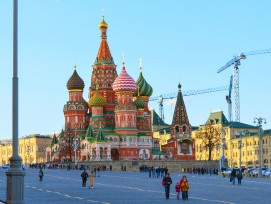 Die weltbekannte Basilius-Kathedrale in Moskau. 