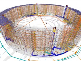 Der hochkomplexe bauliche Wirbel in der BIM-transparenten Version: Dank digitaler Planung kann der Totalunternehmer Losinger Marazzi die extrem kurze Bauzeit von genau 900 Tagen einhalten.