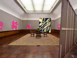 Der Galerietrakt der Villa Langmatt mit Bildern von Renée Levi, die noch bis am 12. Dezember ausgestellt sind.