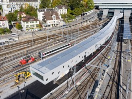 Neue Perronverlängerung am Bahnhof Bern mit der charakteristischen Stahlkonstruktion.