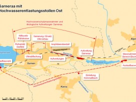 Der Sarner Entlastungsstollen soll zwischen dem Sarner- und dem Wichelsee verlaufen.