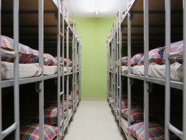 Betten in der Zivilschutzanlage Berneck SG.