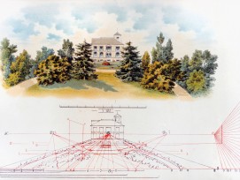 Die harmonische Wirkung eines «natürlichen Gartens» beruhte auf sorgfältiger Vermessung des Terrains. Sichtachsen und Ausblicke wurden bestimmt, bevor man über die Plätze und Höhen der Bäume und Sträucher entschied. Abbildung aus Gärtnerische Planzeichnun