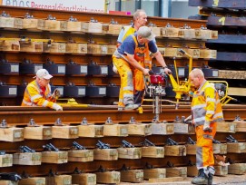 Harte Arbeit auf Baustelle