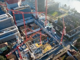 Bauarbeiten für das neue Forschungszentrum von Roche in Basel