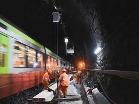 Bauarbeiten im Lötschbergtunnel, Sommer 2019.