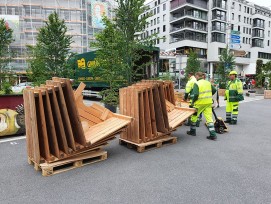 Begrünter Carparplatz auf dem Löwenplatz in Luzern