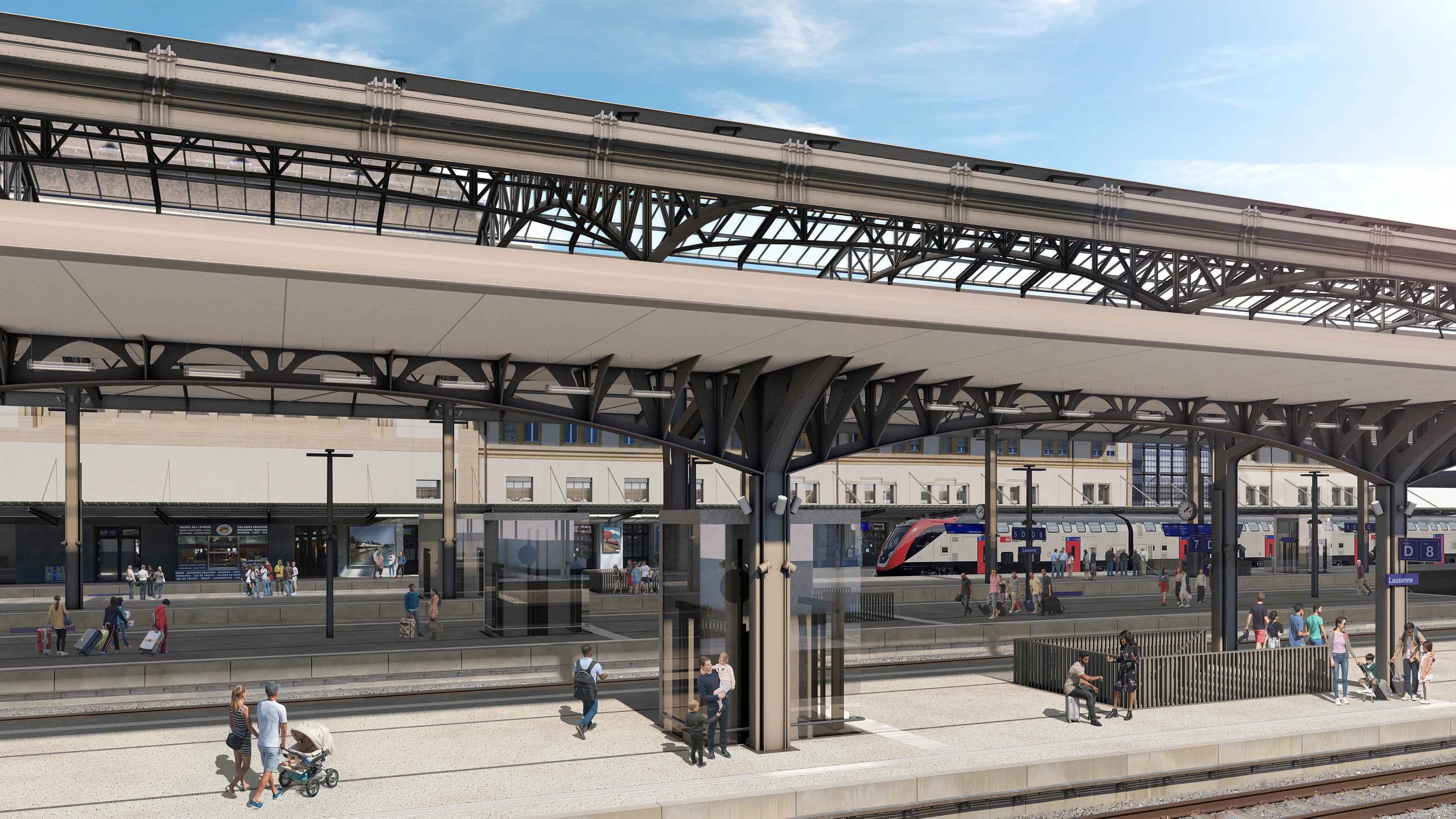 Visualisierung breitere Perron beim Bahnhof Lausanne