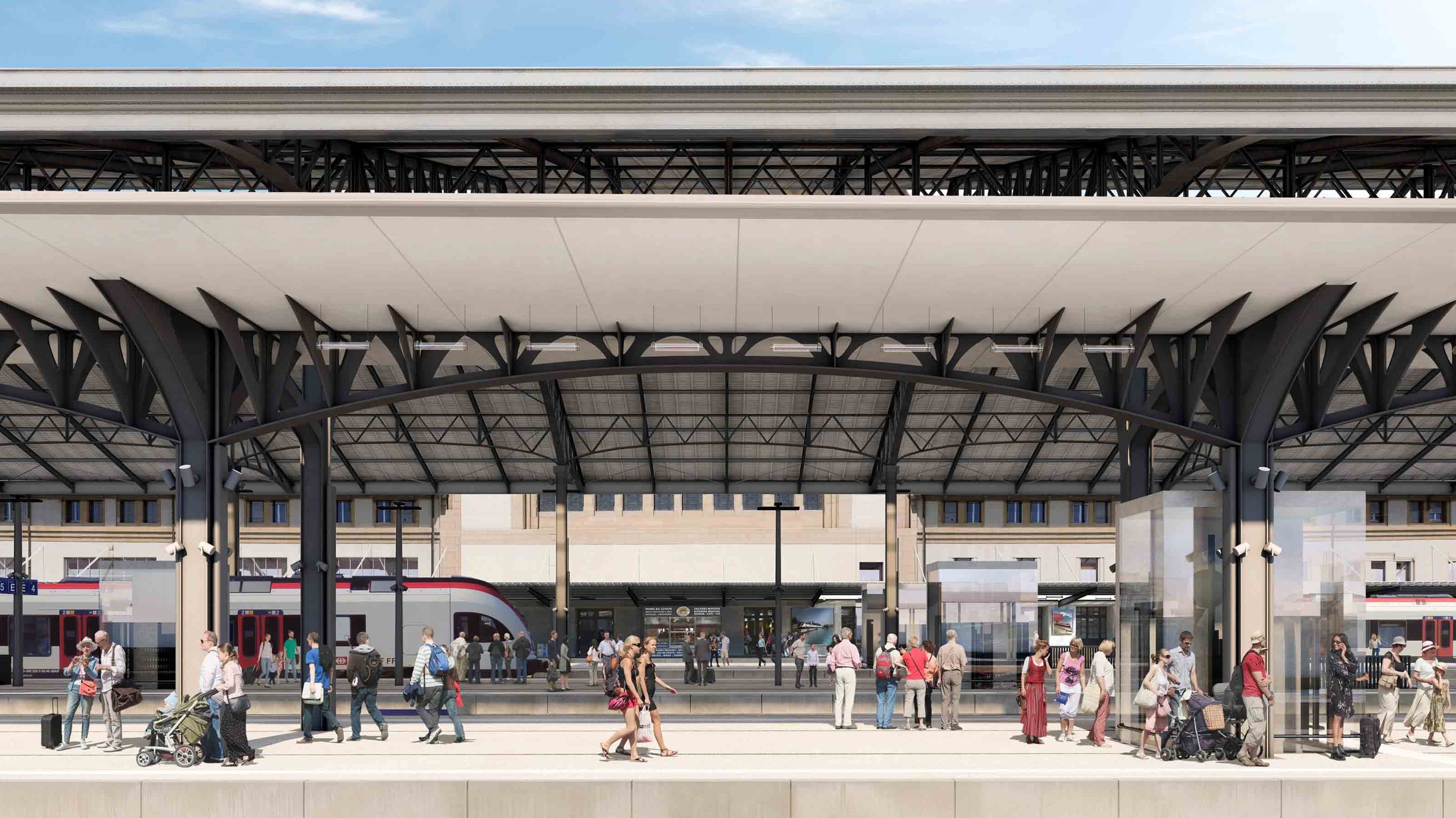 Visualisierung längere Perron beim Bahnhof Lausanne