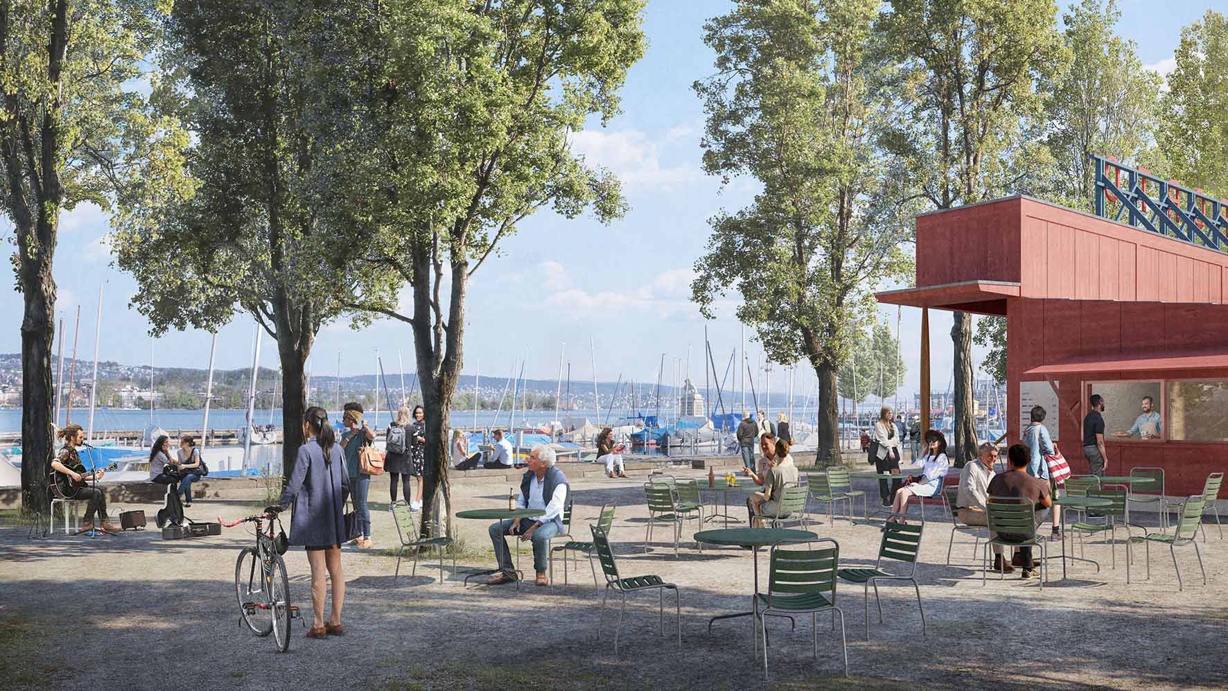 Visualisierung Siegerprojekt Porto Stretto Hafenpromenade Enge Kiosk