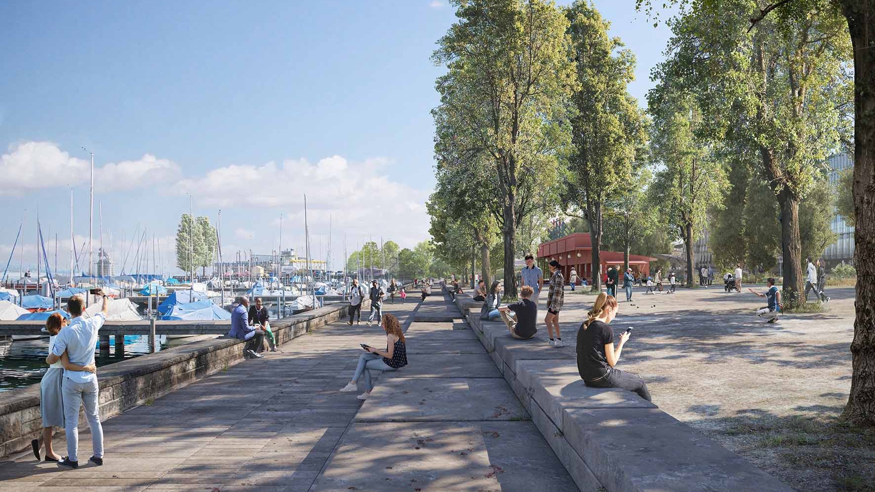 Visualisierung Siegerprojekt Porto Stretto Hafen Enge Promenade