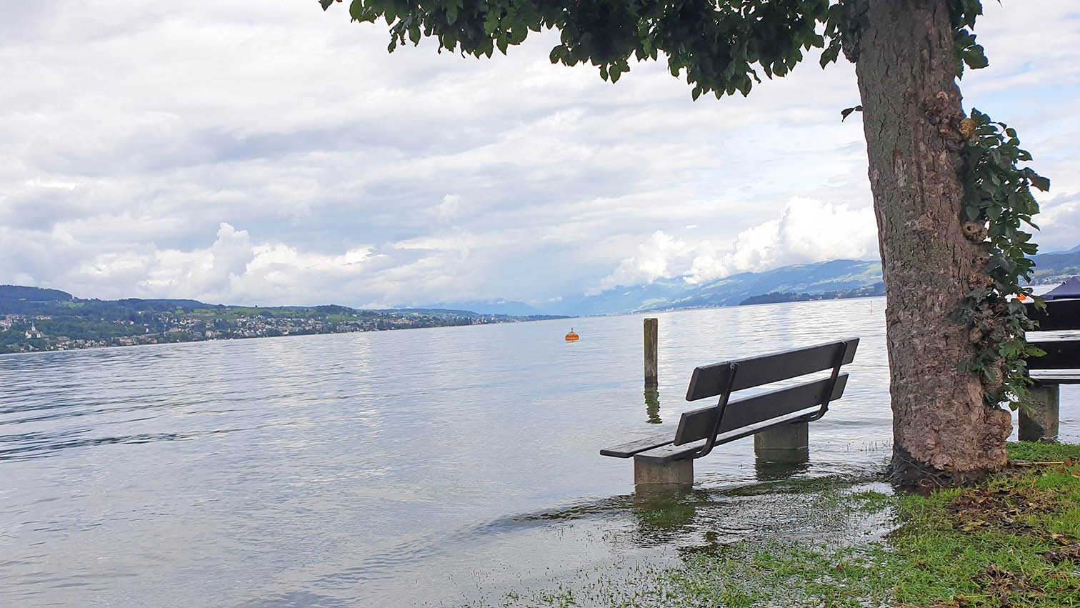 Hochwasser am Zürichsee bei Oberrieden im Juli 2021