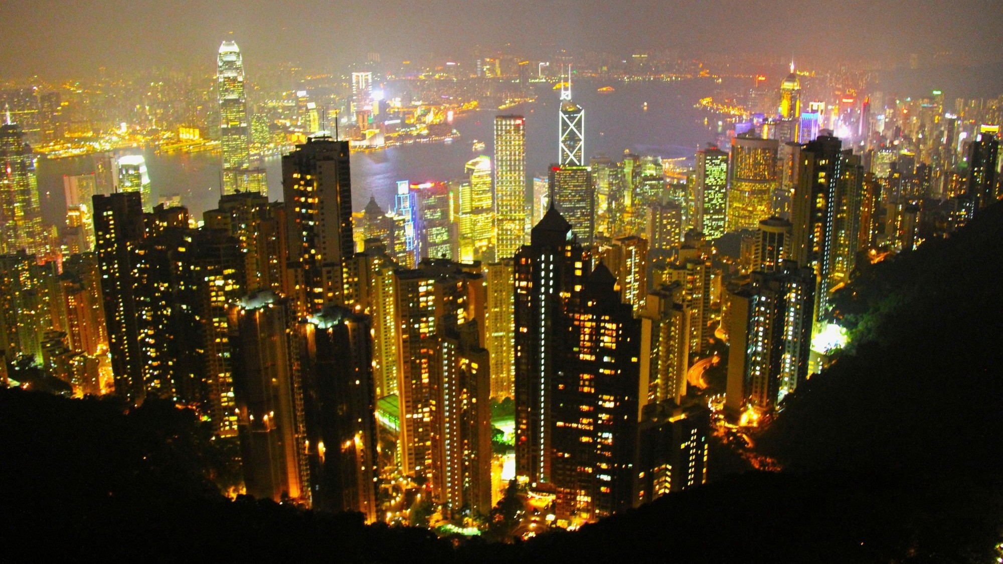 Hongkong Nacht Hochhäuser