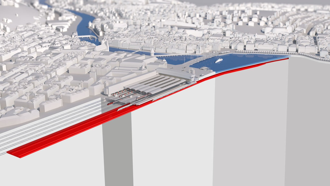 Visualisierung Draufsicht Durchgangsbahnhof Luzern